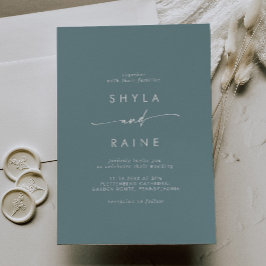 ボホシックシーフォーカジュアルムティール（緑がかった色）結婚ズ 招待状
