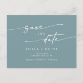 ボホシックシーフオムティール(緑がかった色)ウェディングザデイト インビテーションポストカード (正面)