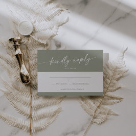 ボホシックセージグリーンシンプル結婚ズ 出欠カード