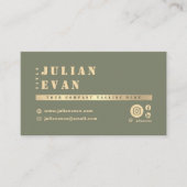 ボホシックセージグリーン&金ゴールドはっきりしたタイポグラフィ 名刺 (正面)