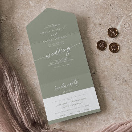 ボホシックセージ緑の食事の選択RSVP 結婚's オールインワン招待状
