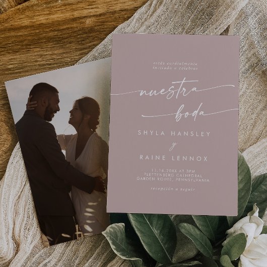 ボホシックダスティバラピンクフォト結婚ズ 招待状