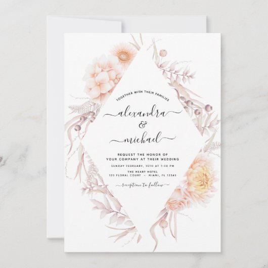 ボホシックダスティピンクデザート結婚式招待状 招待状 (正面)