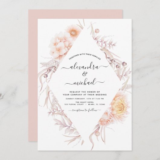 ボホシックダスティピンクデザート結婚式招待状 招待状 (正面/裏面)