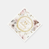 ボホシックダスティピンク80誕生日ナプキンスと金ゴールド スタンダードカクテルナプキン (角)