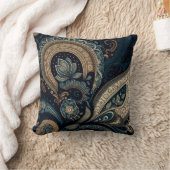 ボホシックダークブルーペイズリーパターン クッション (ブランケット)