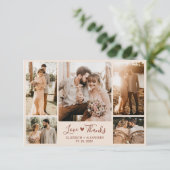 ボホシックテラコッタハートフォトコラージュ結婚ズ サンキューカード (スタンド正面)