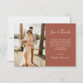 ボホシックテラコッタハートフォトコラージュ結婚ズ サンキューカード (裏面)