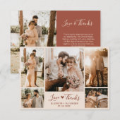 ボホシックテラコッタハートフォトコラージュ結婚ズ サンキューカード (正面/裏面)