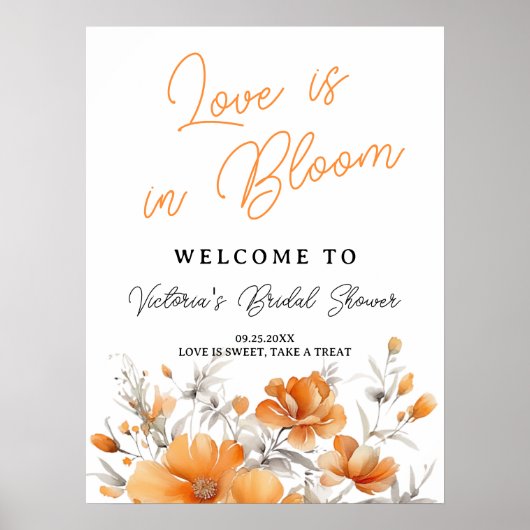 ボホシックテラコッタフローラブライダルシャワーウェルカム ポスター (正面)