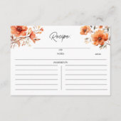 ボホシックテラコッタフローラブライダルシャワーレシピ エンクロージャーカード (正面)