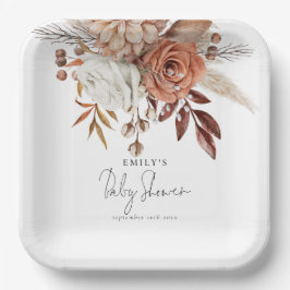 ボホシックテラコッタフローラ名ベビーシャワー ペーパープレート