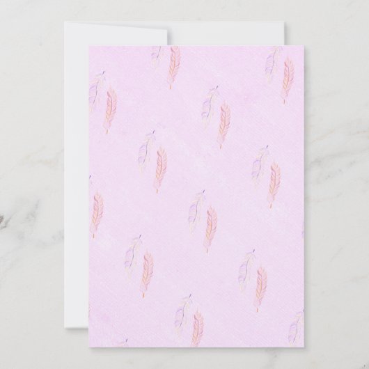 ボホシックドリームキャッチャーピンクガーリー誕生日 招待状 (裏面)