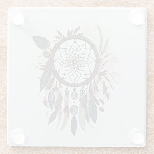 ボホシックドリームキャッチャー自然トーンインフューズチャーム ガラスコースター (裏面)