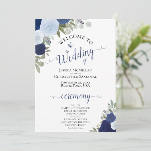 ボホシックネイビー&ダスティーブルーツバラエレガントな結婚式 プログラム (スタンド正面)