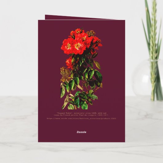 ボホシックハッピーバースデーレッドローゼブルガンディ カード (裏面)