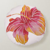 ボホシックハワイアンフラワーコットン装飾用クッション ラウンドクッション (裏面)