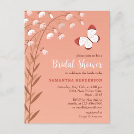 ボホシックバタフライフローラエレガントブライダルシャワー インビテーションポストカード