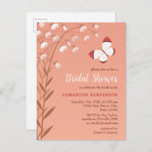 ボホシックバタフライフローラエレガントブライダルシャワー インビテーションポストカード (正面/裏面)