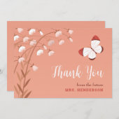 ボホシックバタフライフローラエレガントブライダルシャワー サンキューカード (正面/裏面)