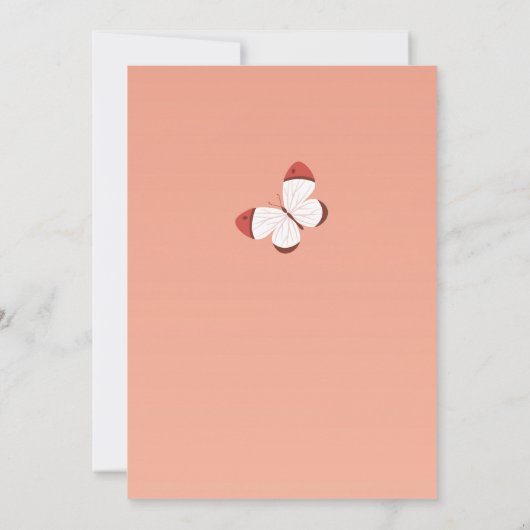 ボホシックバタフライフローラエレガントブライダルシャワー 招待状 (裏面)