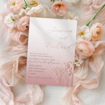 ボホシックバラ金ゴールドフォイル結婚招待状