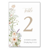 ボホシックパステルワイルドフラワーフローラ庭園の結婚式 テーブルナンバー (裏面)