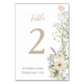 ボホシックパステルワイルドフラワーフローラ庭園の結婚式 テーブルナンバー (正面)