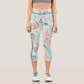 ボホシックパステル調和ブルース&コーラルアクセント カプリレギンス (正面)