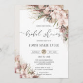 ボホシックパンパスグラスオーキッドフローラブライダルシャワー 招待状 (正面/裏面)