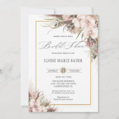 ボホシックパンパスグラスオーキッドフローラブライダルシャワー 招待状 (正面)