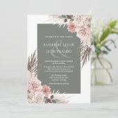 ボホシックパンパスグラスセージグリーン結婚フローラ 招待状 (スタンド正面)