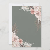 ボホシックパンパスグラスセージグリーン結婚フローラ 招待状 (裏面)