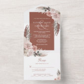 ボホシックパンパスグラステラコッタ結婚フローラ オールインワン招待状 (内側)