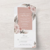 ボホシックパンパスグラスピンクセージフローラ結婚ズ オールインワン招待状 (内側)