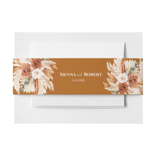 ボホシックパンパスグラス結婚フローラ 招待状ベリーバンド (正面例)