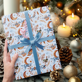 ボホシックパーソナライズされたラッピング紙とフローラ ラッピングペーパー