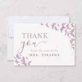 ボホシックパープルバタフライブライダルシャワーサンキューユユー サンキューカード (正面)