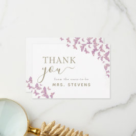 ボホシックパープルバタフライブライダルシャワーサンキューユユー サンキューカード