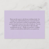 ボホシックパープルフローラ水の色結婚の詳細 エンクロージャーカード (裏面)