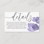 ボホシックパープルフローラ水の色結婚の詳細 エンクロージャーカード (正面)