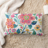 ボホシックピンクアンドコーラルフラワー装飾用クッション ランバークッション (ブランケット)