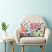 ボホシックピンクアンドコーラルフラワー装飾用クッション ランバークッション (椅子)