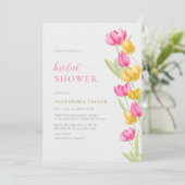 ボホシックピンクイエローチューリップ春ブライダルシャワー 招待状 (スタンド正面)