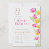ボホシックピンクイエローチューリップ金ゴールド花びらプロセッコ 招待状 (正面)