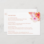 ボホシックピンクオレンジフローラ水彩色結婚の エンクロージャーカード (正面/裏面)