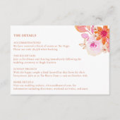 ボホシックピンクオレンジフローラ水彩色結婚の エンクロージャーカード (正面)