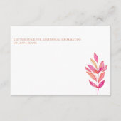 ボホシックピンクオレンジフローラ水彩色結婚の エンクロージャーカード (裏面)