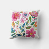 ボホシックピンクフラワー装飾用クッション クッション (裏面)