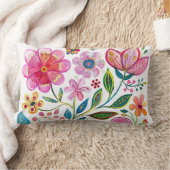 ボホシックピンクフラワー装飾用クッション ランバークッション (ブランケット)